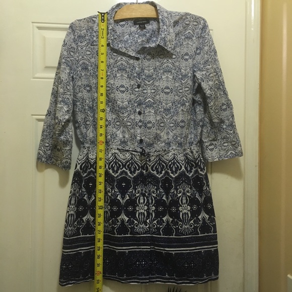 Lands End Blue Boho Shirt Tunic Shirt Button Dress - Picture 5 of 8
